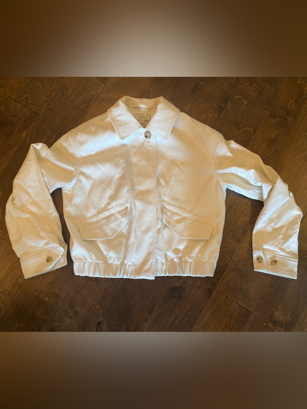 Vince White Cotton Bomber Jacket